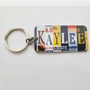 Multi-State License Plate Name Charm Keychain :KAYLEE